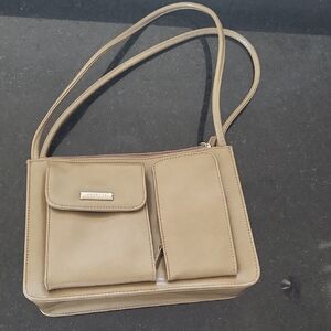 Rosetti Beige Shoulder Bag with Dual Front Pockets